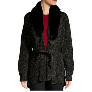 MIchael Kors $198 Petite Black Gold Cardigan